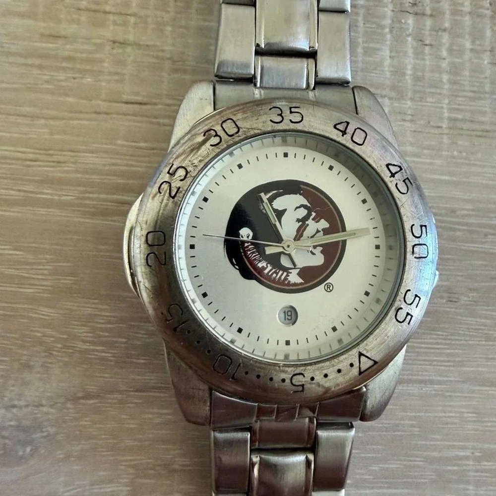 Florida State Seminoles stainless steel watch  Seminole mascot logo